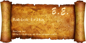 Babics Erika névjegykártya